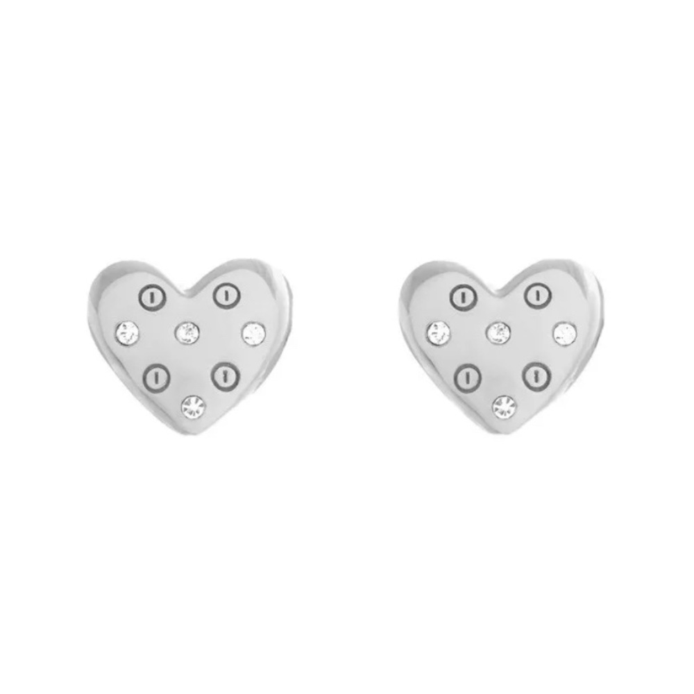 Olivia Burton Heart Studs silver Earrings with crystals 100% Authentic